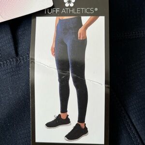 NEW Tuff Athletics Leggings Navy Pattern